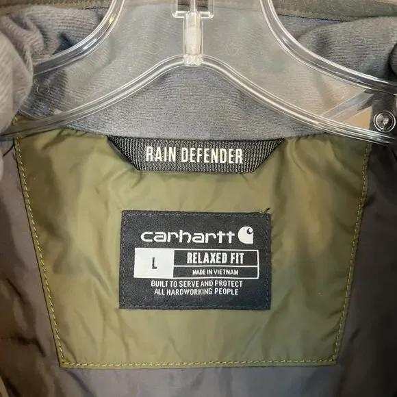 Carhartt Mens Gilliam Rain Defender Jacket Size Large Green Insulated Zip Up - Picture 5 of 9